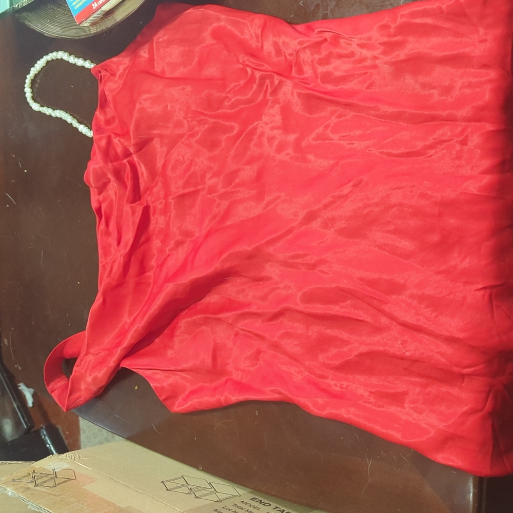 Red silk Zara top